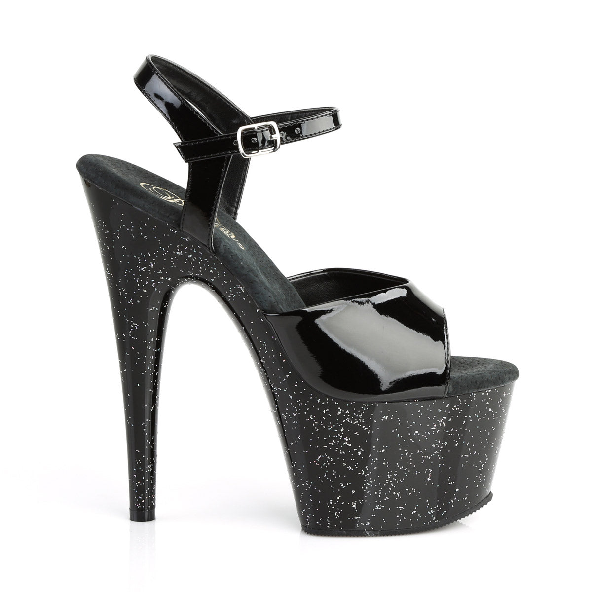 7" Heel, 2 3/4" PF Ankle Strap Sandal W/Mini Glitters Pleaser Pleaser ADORE/709MG