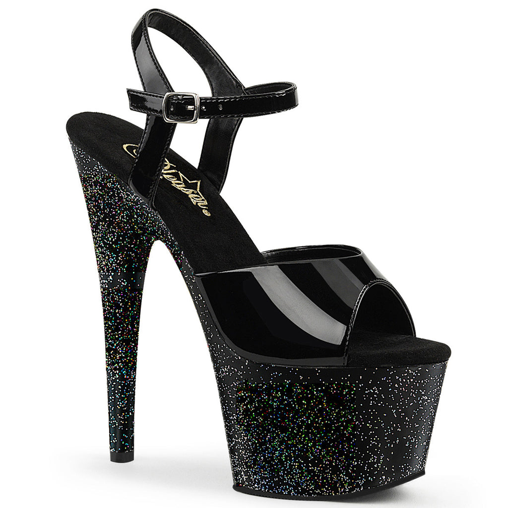7" Heel, 2 3/4" PF Ankle Strap Sandal W/Mini Glitters Pleaser Pleaser ADORE/709MG