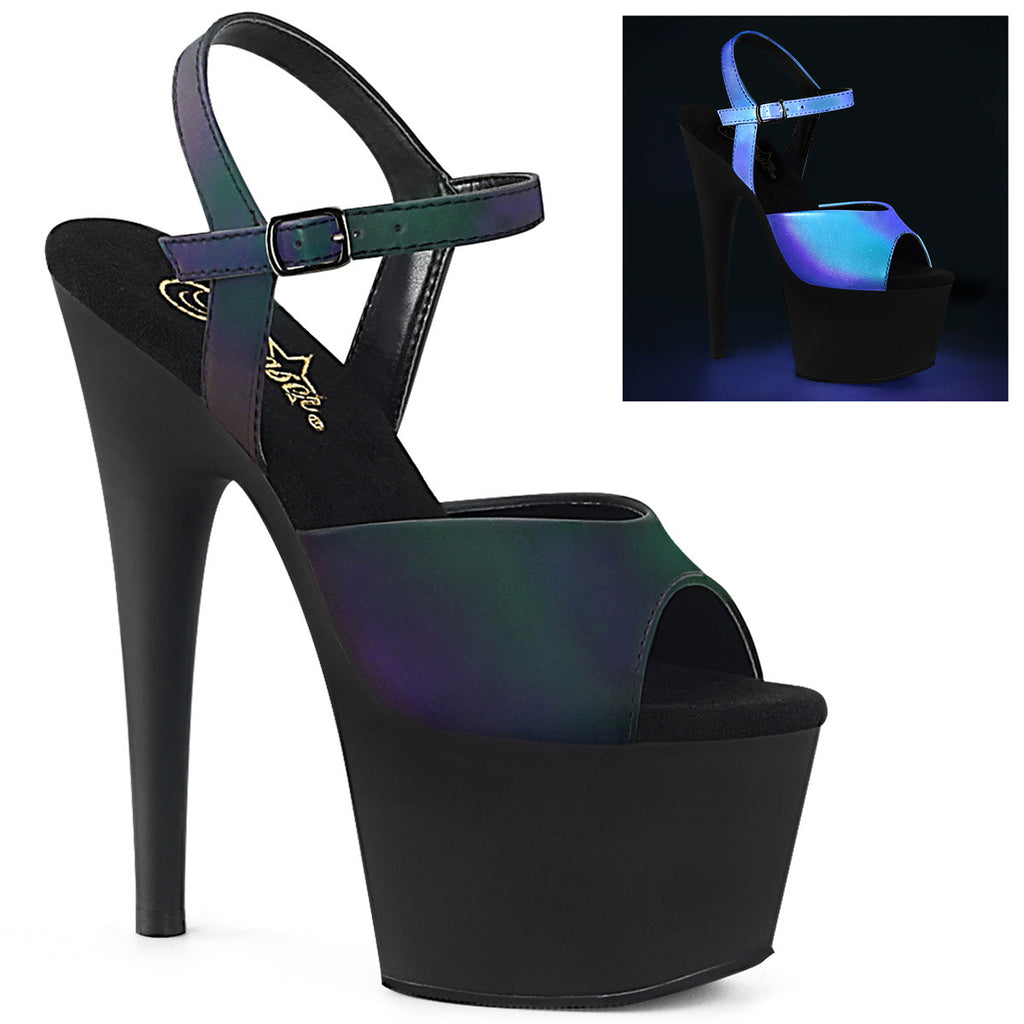 7" Heel, 2 3/4" Pf Ankle Strap Sandal Pleaser Pleaser ADORE/709REFL