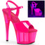 7" Heel, 2 3/4" Uv Reactive Tinted Pf Ankle Strap Sandal Pleaser Pleaser ADORE/709UVT