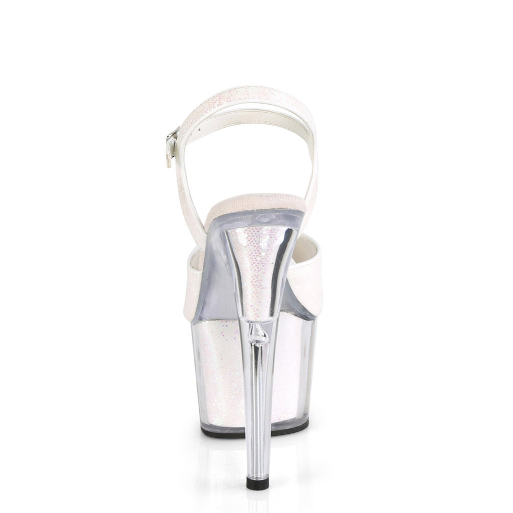 7" Heel, 2 3/4" Pf Ankle Strap Sandal W/glitter Inserts Pleaser Pleaser ADORE/710G
