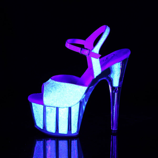 7" Heel, 2 3/4" Pf Ankle Strap Sandal W/glitter Inserts Pleaser Pleaser ADORE/710UVG