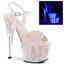 7" Heel, 2 3/4" Pf Ankle Strap Sandal W/glitter Inserts Pleaser Pleaser ADORE/710UVG