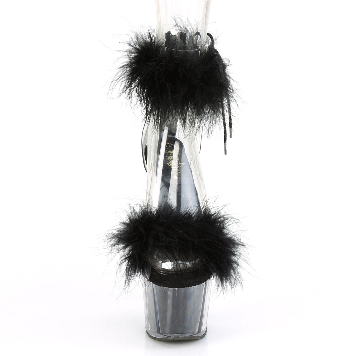 Pleaser 7" Heel, 2 3/4" Pf Marabou Fur Ankle Cuff Sandal, Back Zip ADO724F/C/B/BFUR Secondary image