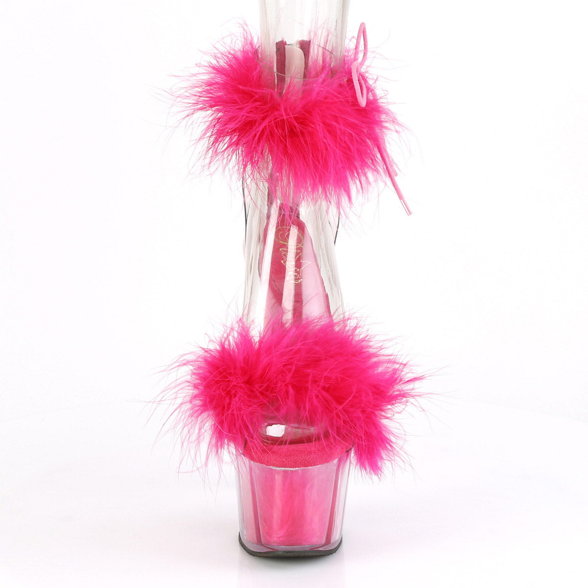 Pleaser 7" Heel, 2 3/4" Pf Marabou Fur Ankle Cuff Sandal, Back Zip ADO724F/C/HP/HPFUR Secondary image