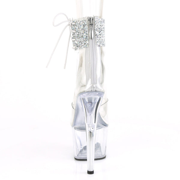 7" Heel, 2" PF Ankle Cuff Sandal w/Rhinestone, Back Zip Pleaser Pleaser ADORE/724RS/02