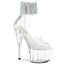 7" Heel, 2" PF Ankle Cuff Sandal w/Rhinestone, Back Zip Pleaser Pleaser ADORE/724RS/02