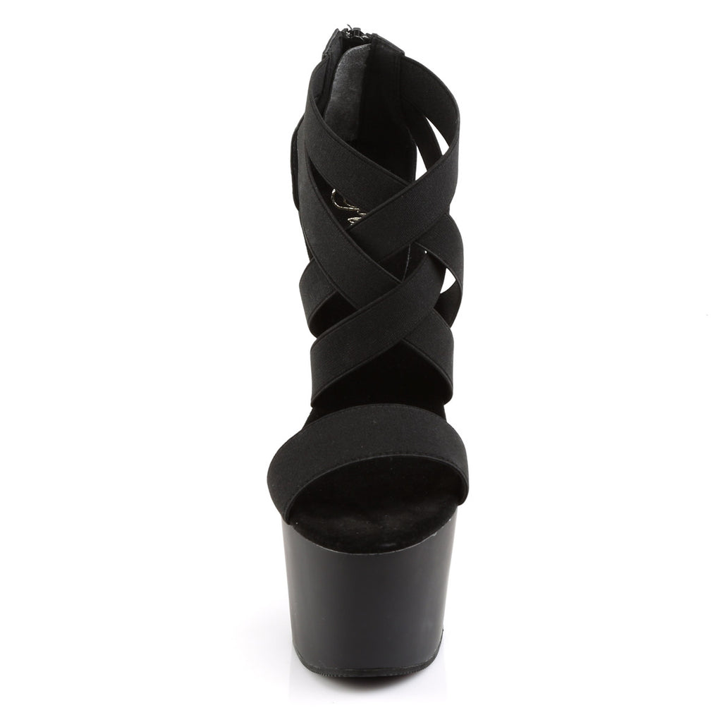 7" Heel, 2 3/4" PF Criss Cross Sandal Blk/Blk Matte Pleaser Pleaser ADORE/769