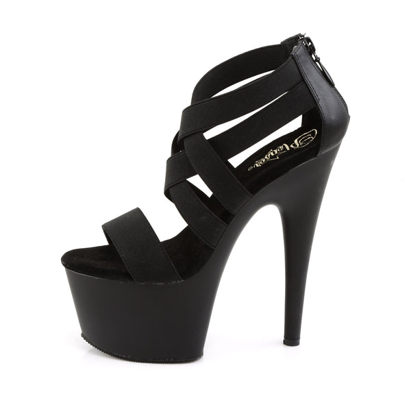 7" Heel, 2 3/4" PF Criss Cross Sandal Blk/Blk Matte Pleaser Pleaser ADORE/769