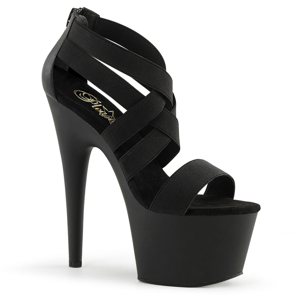 7" Heel, 2 3/4" PF Criss Cross Sandal Blk/Blk Matte Pleaser Pleaser ADORE/769