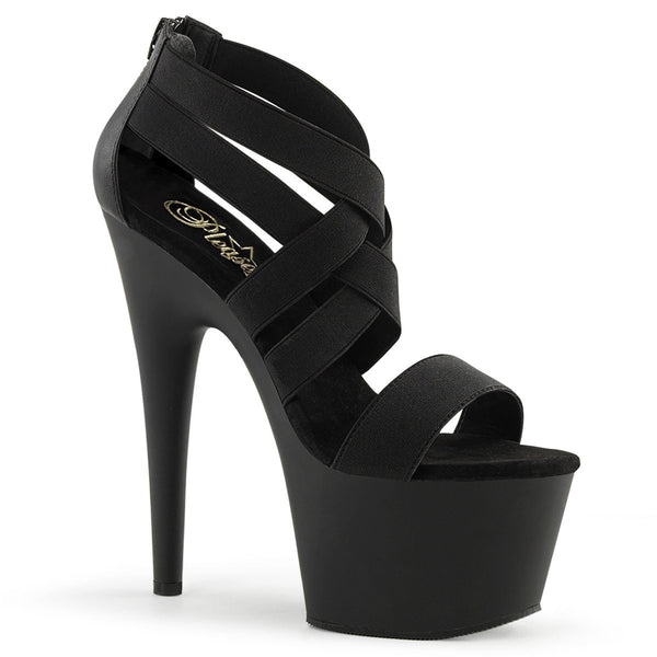 7" Heel, 2 3/4" PF Criss Cross Sandal Blk/Blk Matte Pleaser Pleaser ADORE/769