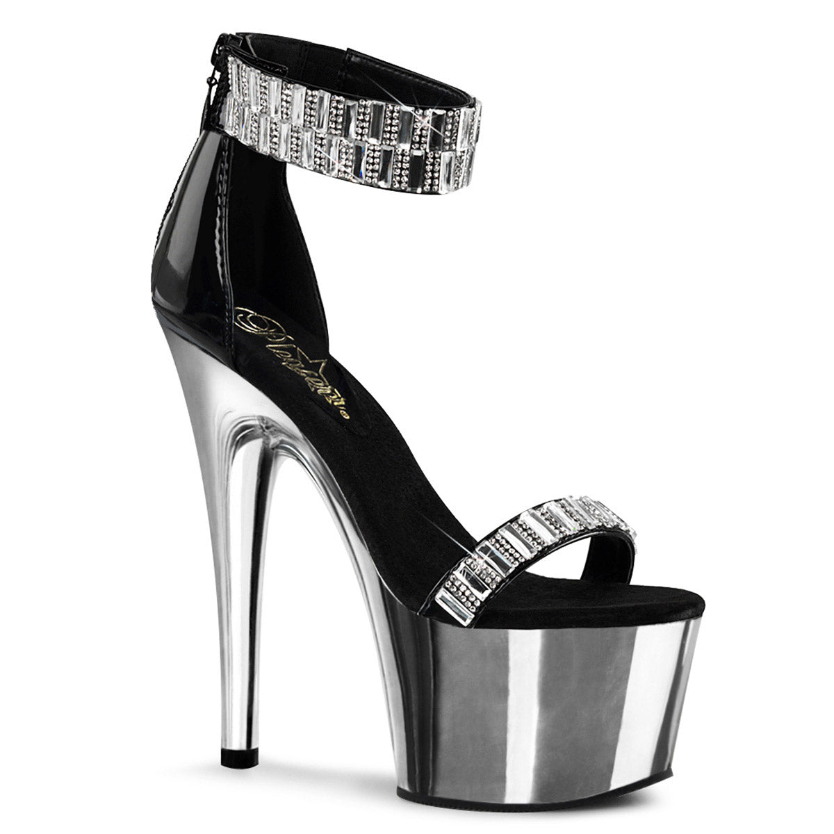 7" Heel, 2 3/4" Pf Ankle Cuff Sandal W/rs, Back Zip Pleaser Pleaser ADORE/769RS
