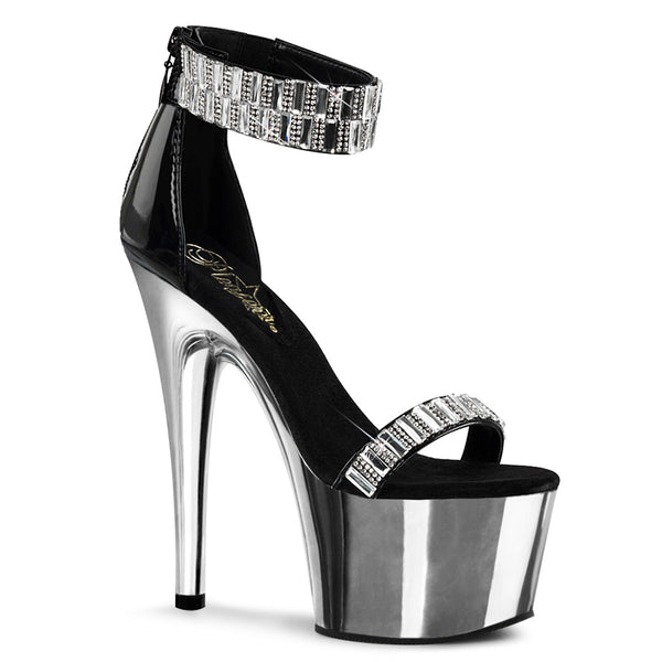 7" Heel, 2 3/4" Pf Ankle Cuff Sandal W/rs, Back Zip Pleaser Pleaser ADORE/769RS