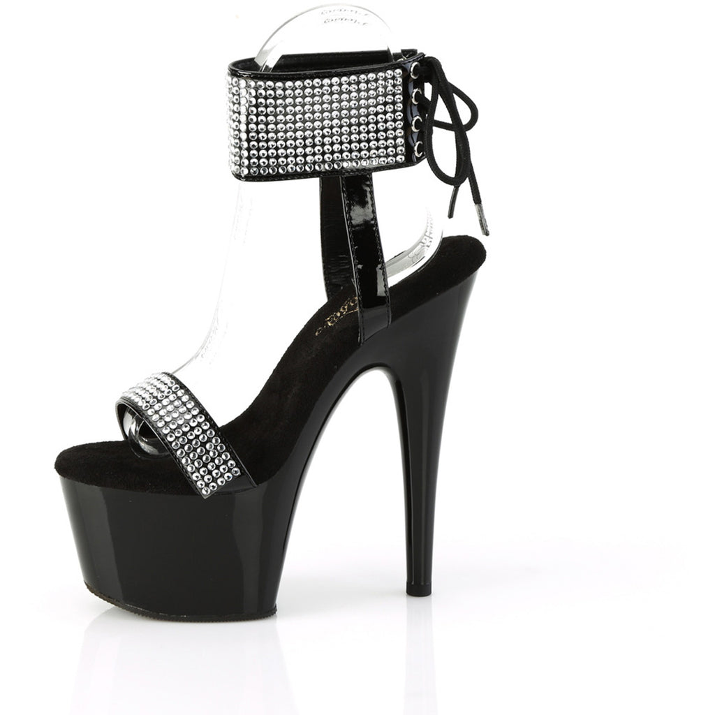 7" Heel, 2 3/4" Pf Lace-Up Back Ankle Cuff Sandal W/Rs Pleaser Pleaser ADORE/770