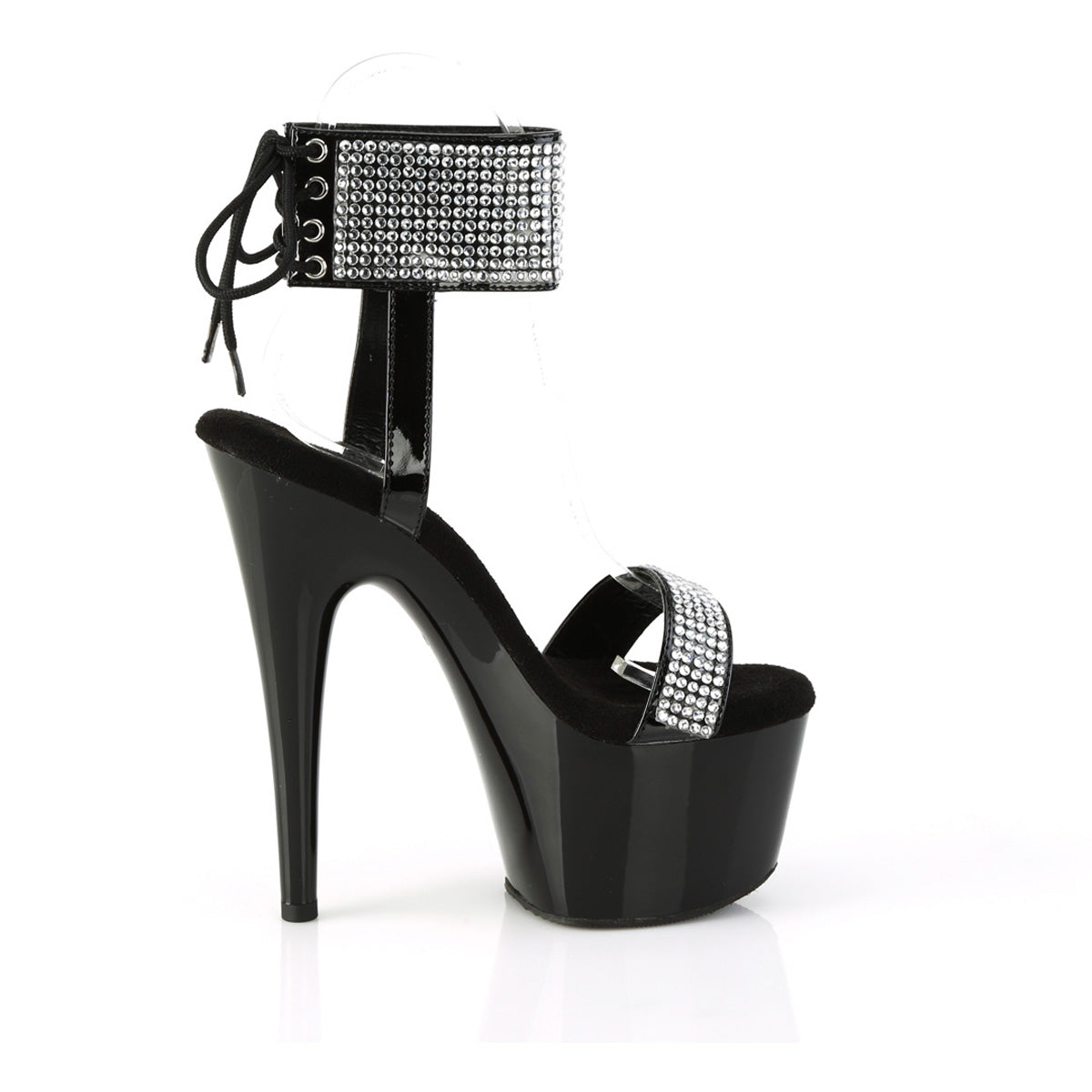 7" Heel, 2 3/4" Pf Lace-Up Back Ankle Cuff Sandal W/Rs Pleaser Pleaser ADORE/770