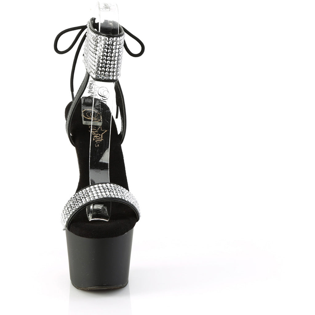 7" Heel, 2 3/4" Pf Lace-Up Back Ankle Cuff Sandal W/Rs Pleaser Pleaser ADORE/770