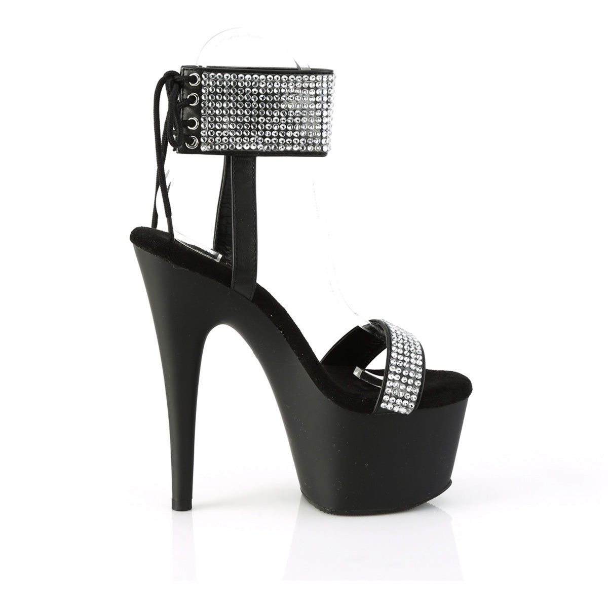 7" Heel, 2 3/4" Pf Lace-Up Back Ankle Cuff Sandal W/Rs Pleaser Pleaser ADORE/770