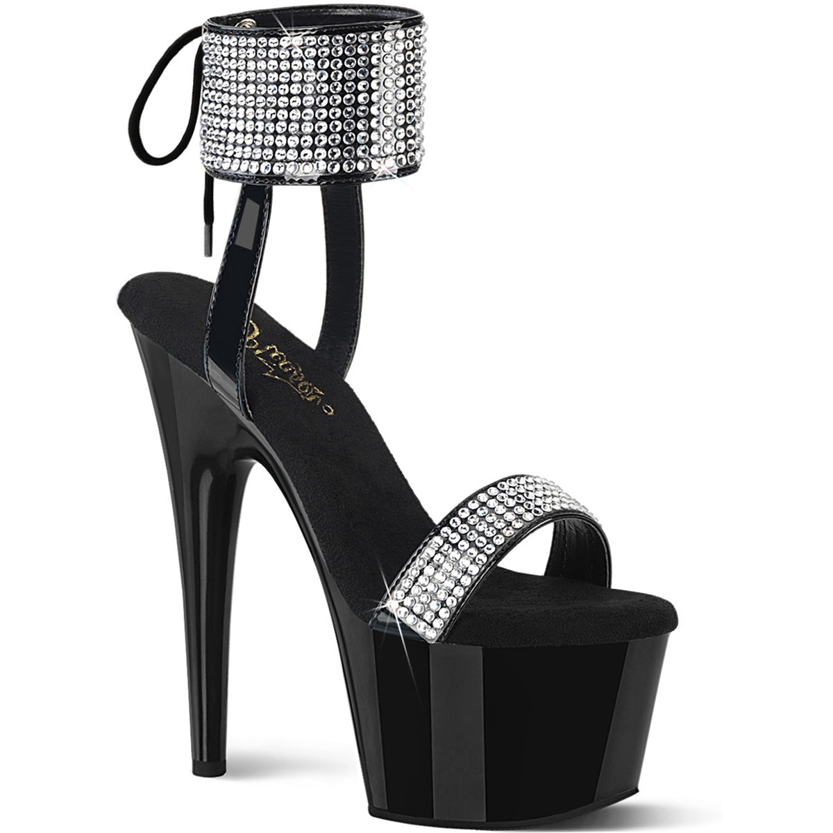 7" Heel, 2 3/4" Pf Lace-Up Back Ankle Cuff Sandal W/Rs Pleaser Pleaser ADORE/770