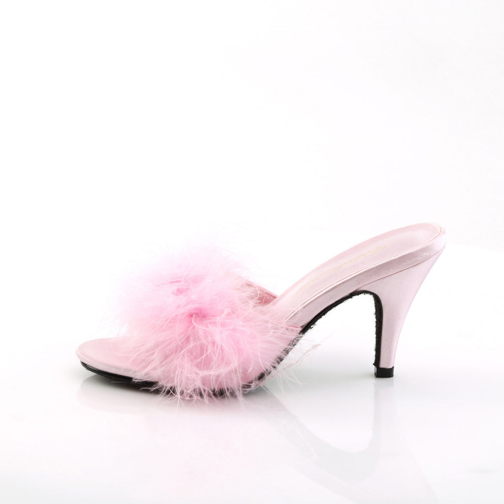 Cute Fluffy Marabou Trim Upper High Heels Mule Slippers Shoes Pleaser Fabulicious AMOUR/03