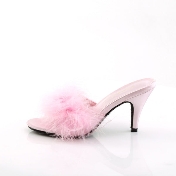 Cute Fluffy Marabou Trim Upper High Heels Mule Slippers Shoes Pleaser Fabulicious AMOUR/03