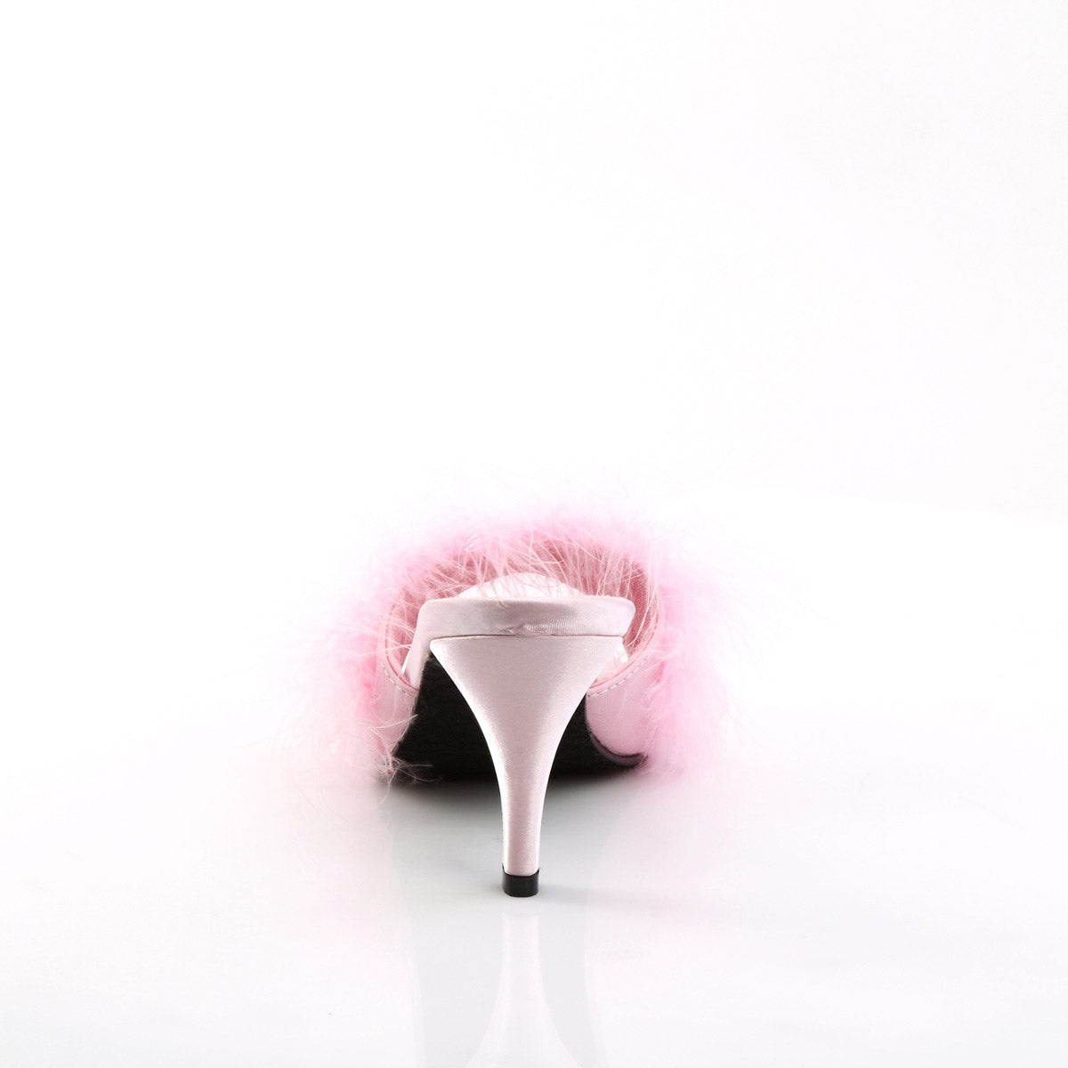 Cute Fluffy Marabou Trim Upper High Heels Mule Slippers Shoes Pleaser Fabulicious AMOUR/03