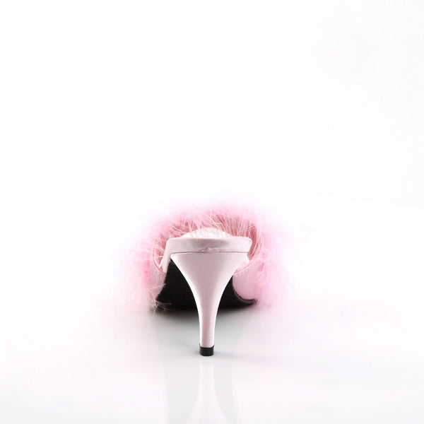 Cute Fluffy Marabou Trim Upper High Heels Mule Slippers Shoes Pleaser Fabulicious AMOUR/03
