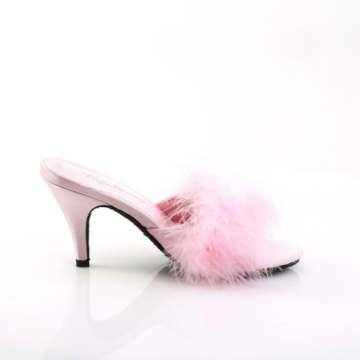 Cute Fluffy Marabou Trim Upper High Heels Mule Slippers Shoes Pleaser Fabulicious AMOUR/03