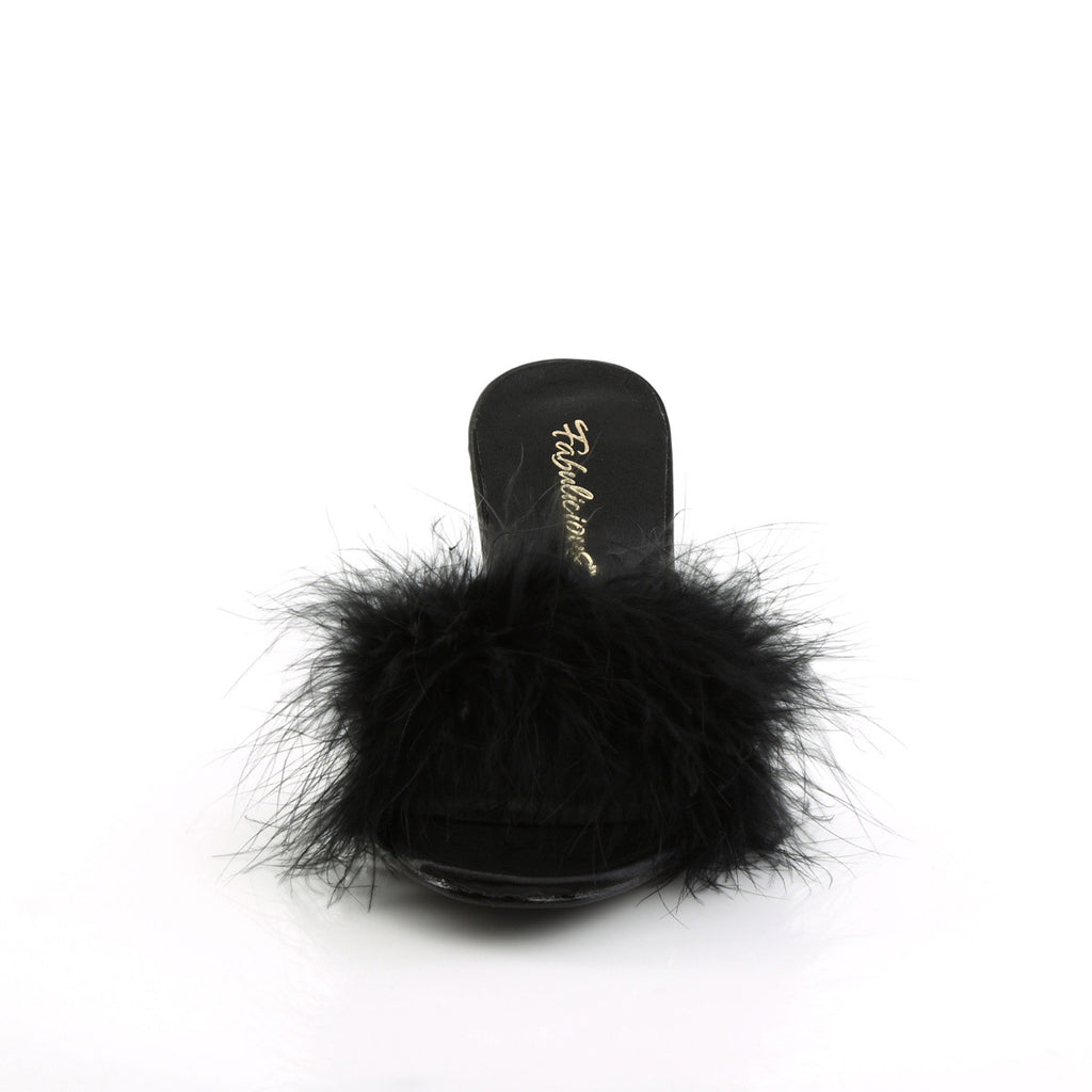 Cute Fluffy Marabou Trim Upper High Heels Mule Slippers Shoes Pleaser Fabulicious AMOUR/03