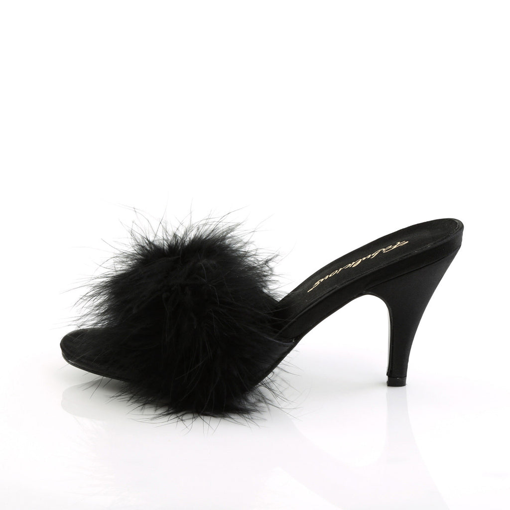 Cute Fluffy Marabou Trim Upper High Heels Mule Slippers Shoes Pleaser Fabulicious AMOUR/03
