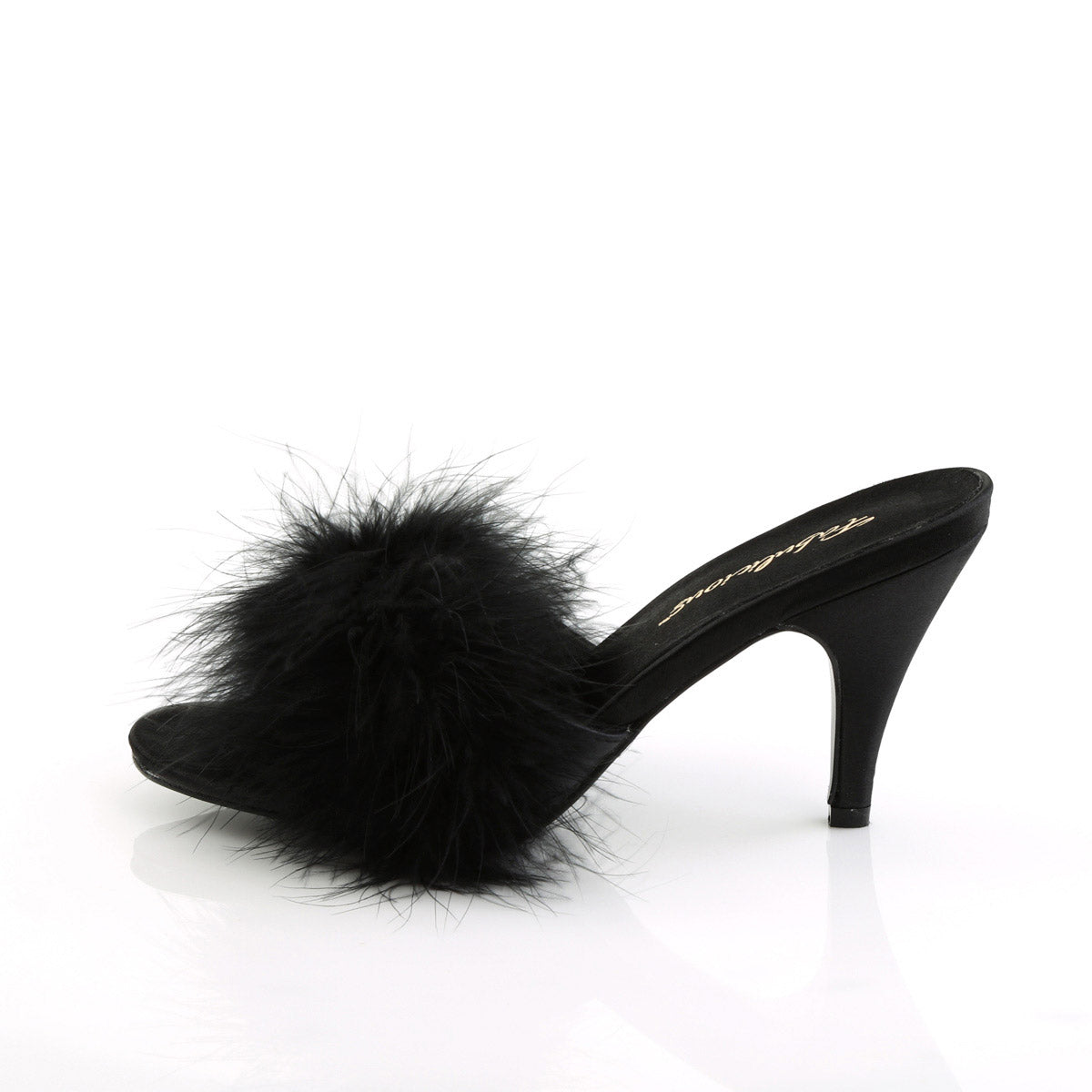 Cute Fluffy Marabou Trim Upper High Heels Mule Slippers Shoes Pleaser Fabulicious AMOUR/03