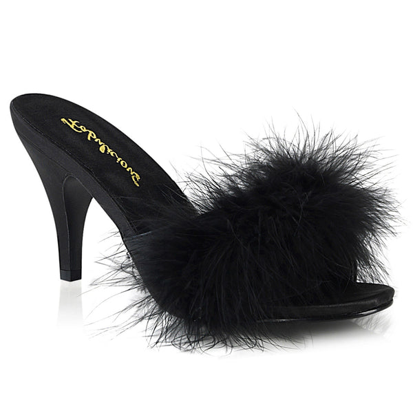 Cute Fluffy Marabou Trim Upper High Heels Mule Slippers Shoes Pleaser Fabulicious AMOUR/03