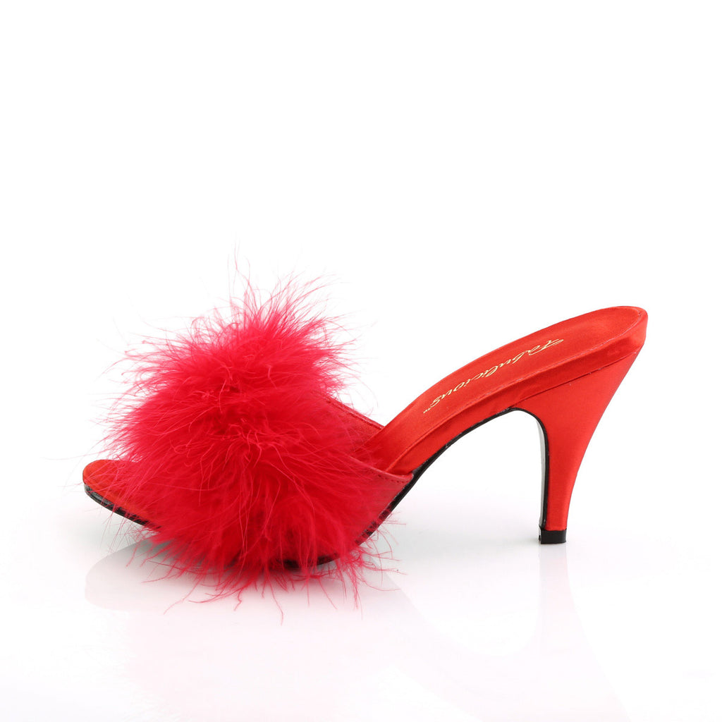 Cute Fluffy Marabou Trim Upper High Heels Mule Slippers Shoes Pleaser Fabulicious AMOUR/03