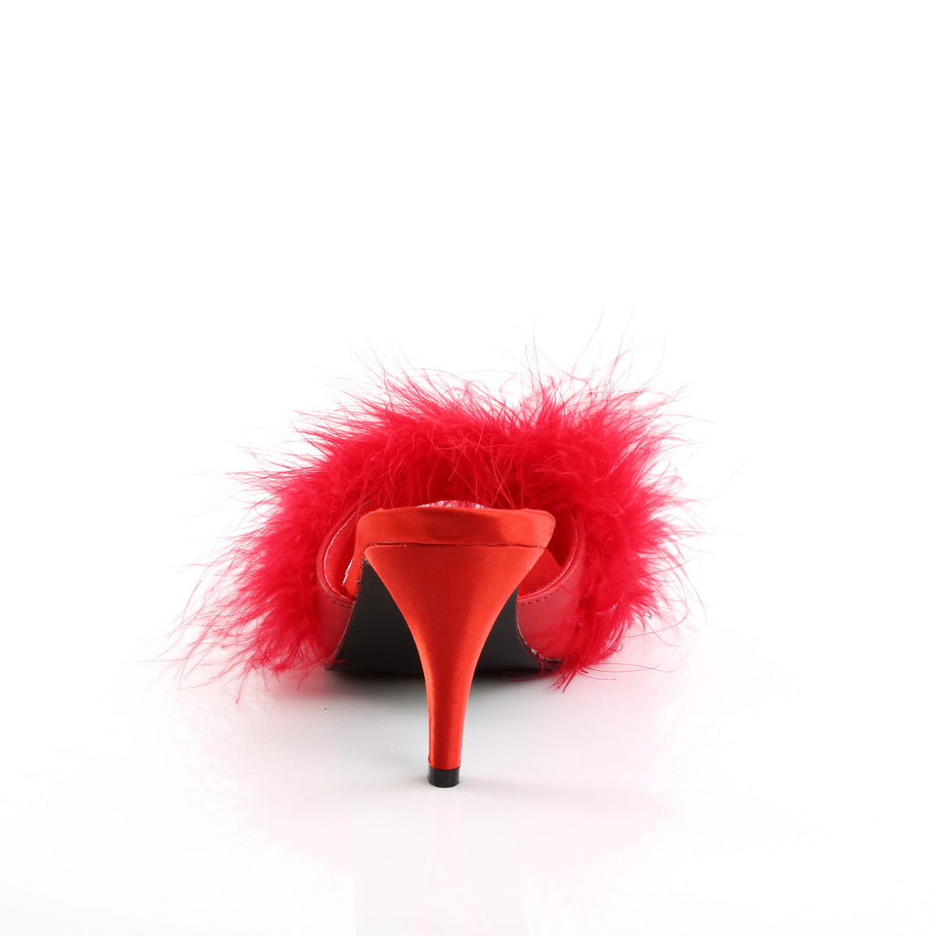 Cute Fluffy Marabou Trim Upper High Heels Mule Slippers Shoes Pleaser Fabulicious AMOUR/03