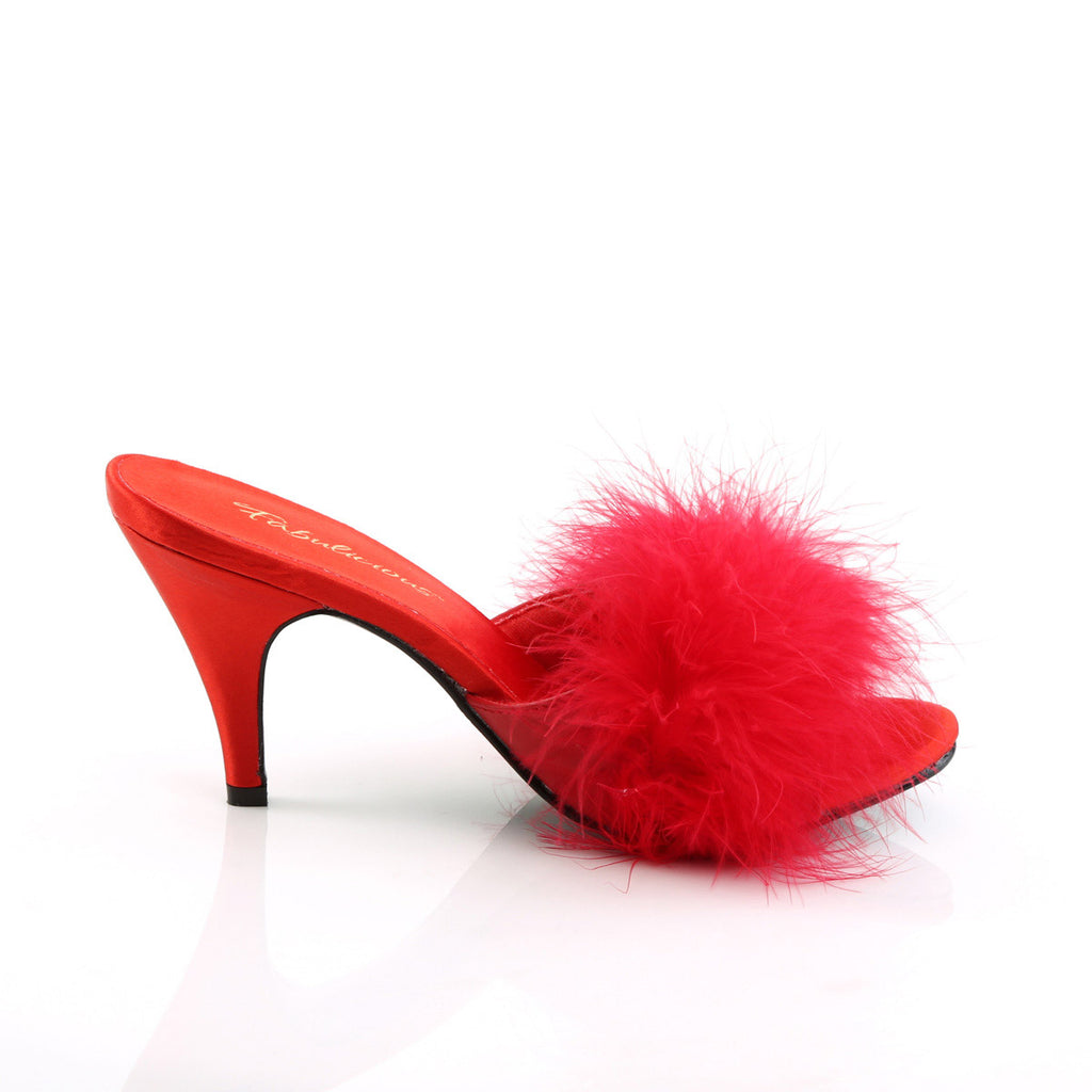 Cute Fluffy Marabou Trim Upper High Heels Mule Slippers Shoes Pleaser Fabulicious AMOUR/03