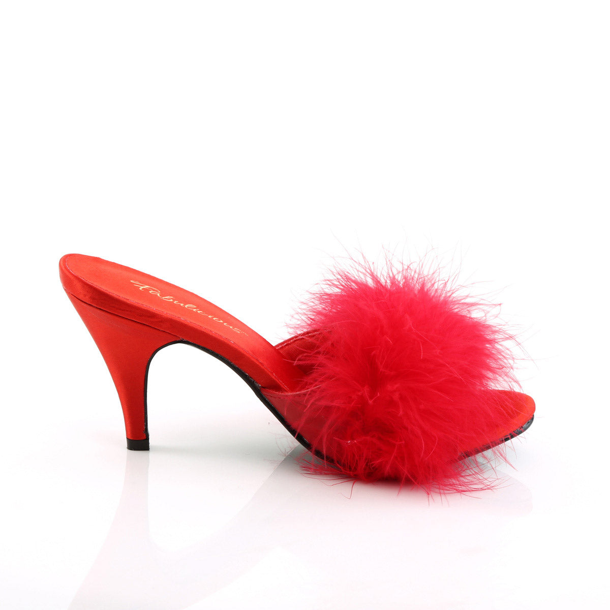 Cute Fluffy Marabou Trim Upper High Heels Mule Slippers Shoes Pleaser Fabulicious AMOUR/03