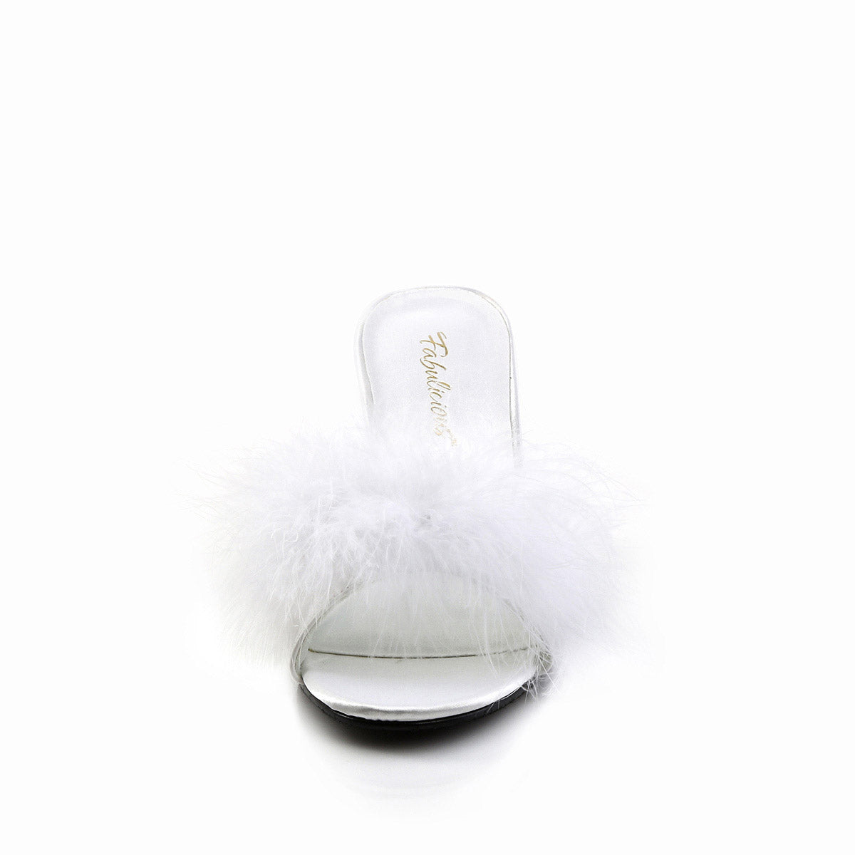 Cute Fluffy Marabou Trim Upper High Heels Mule Slippers Shoes Pleaser Fabulicious AMOUR/03
