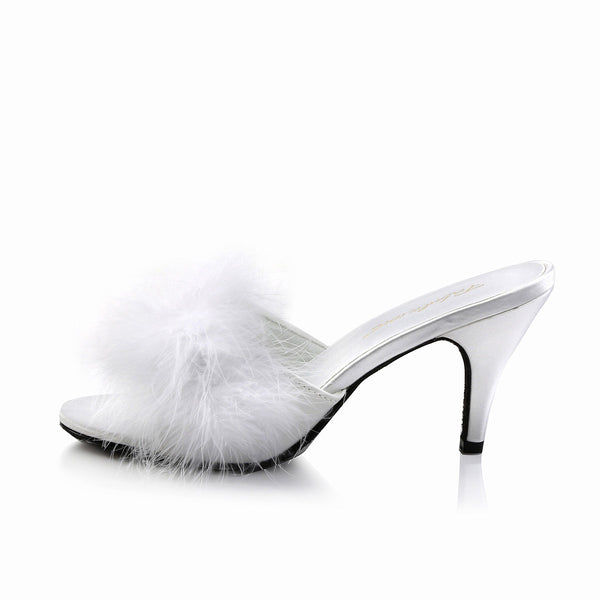 Cute Fluffy Marabou Trim Upper High Heels Mule Slippers Shoes Pleaser Fabulicious AMOUR/03