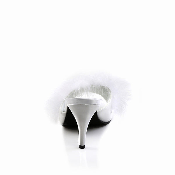 Cute Fluffy Marabou Trim Upper High Heels Mule Slippers Shoes Pleaser Fabulicious AMOUR/03