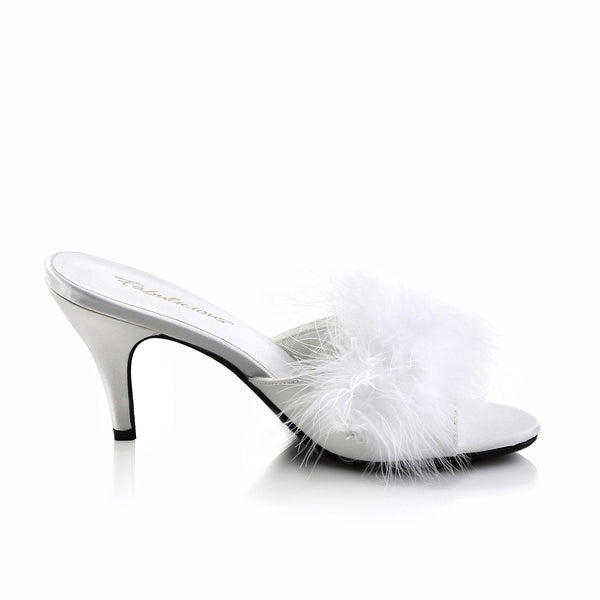 Cute Fluffy Marabou Trim Upper High Heels Mule Slippers Shoes Pleaser Fabulicious AMOUR/03