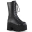 3 1/2" Chunky Heel, 2 1/4" PF Lace-Up Mid-Calf BT, Side Zip Pleaser Demonia ASHES/105