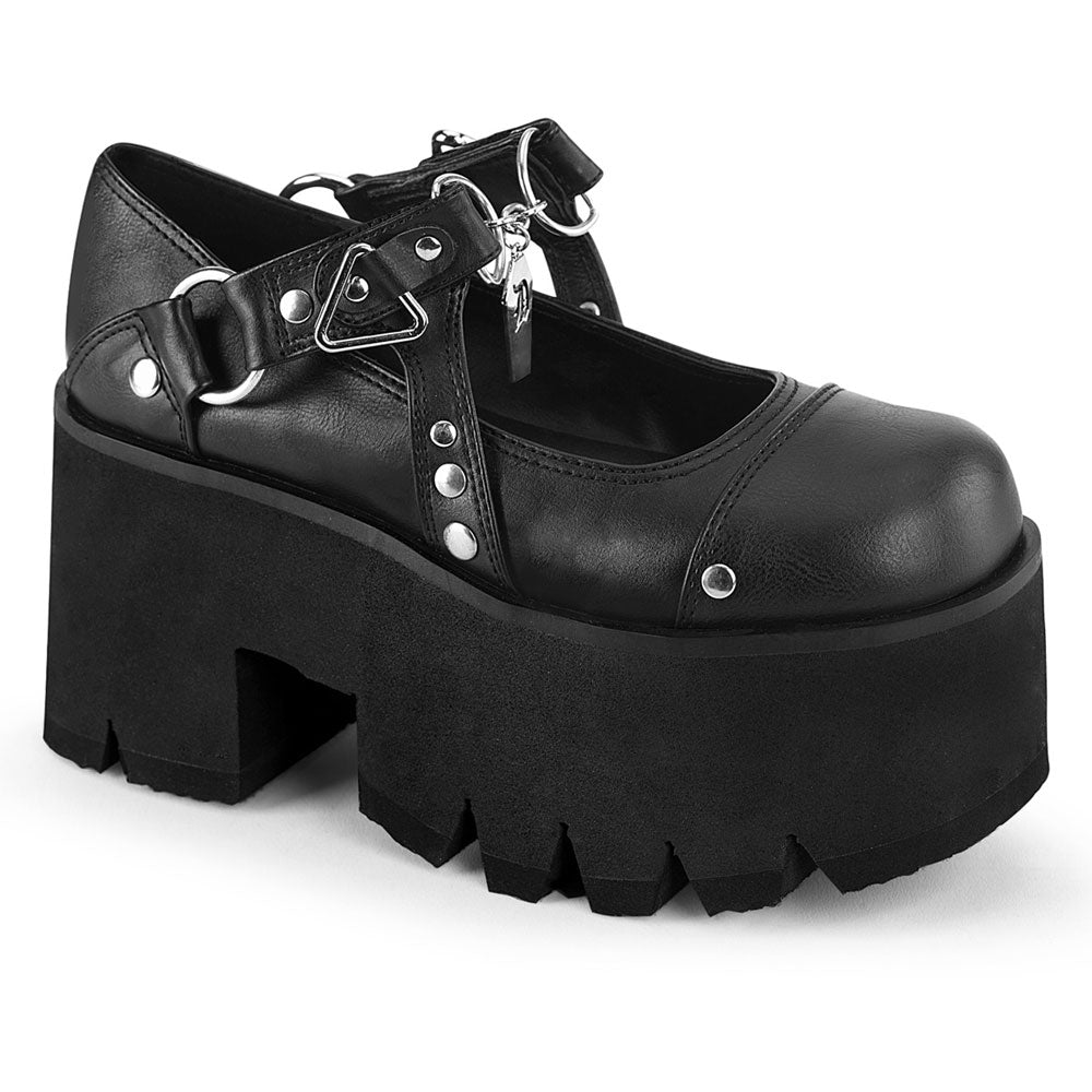 3" Chunky Heel, 2" Cut Out Pf Maryjane Pleaser Demonia ASHES/33 Main image