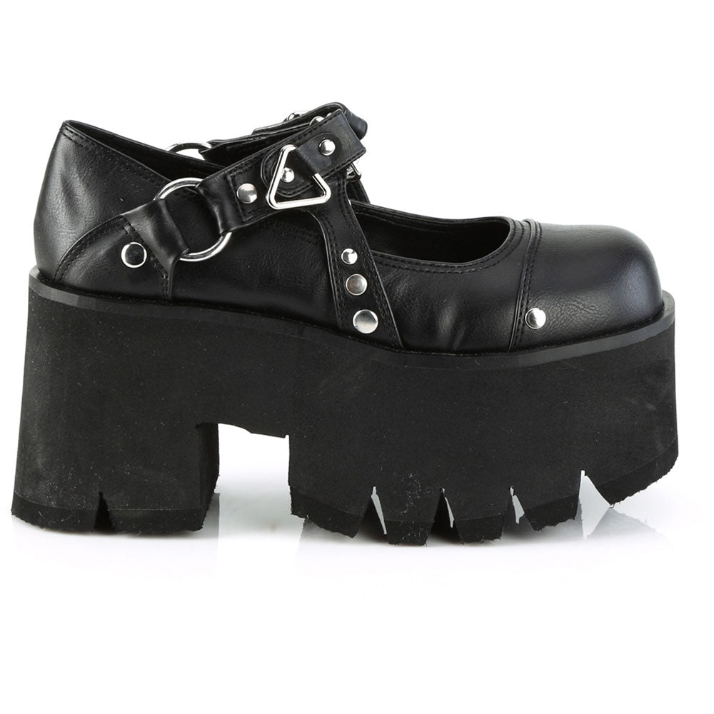 3" Chunky Heel, 2" Cut Out Pf Maryjane Pleaser Demonia ASHES/33