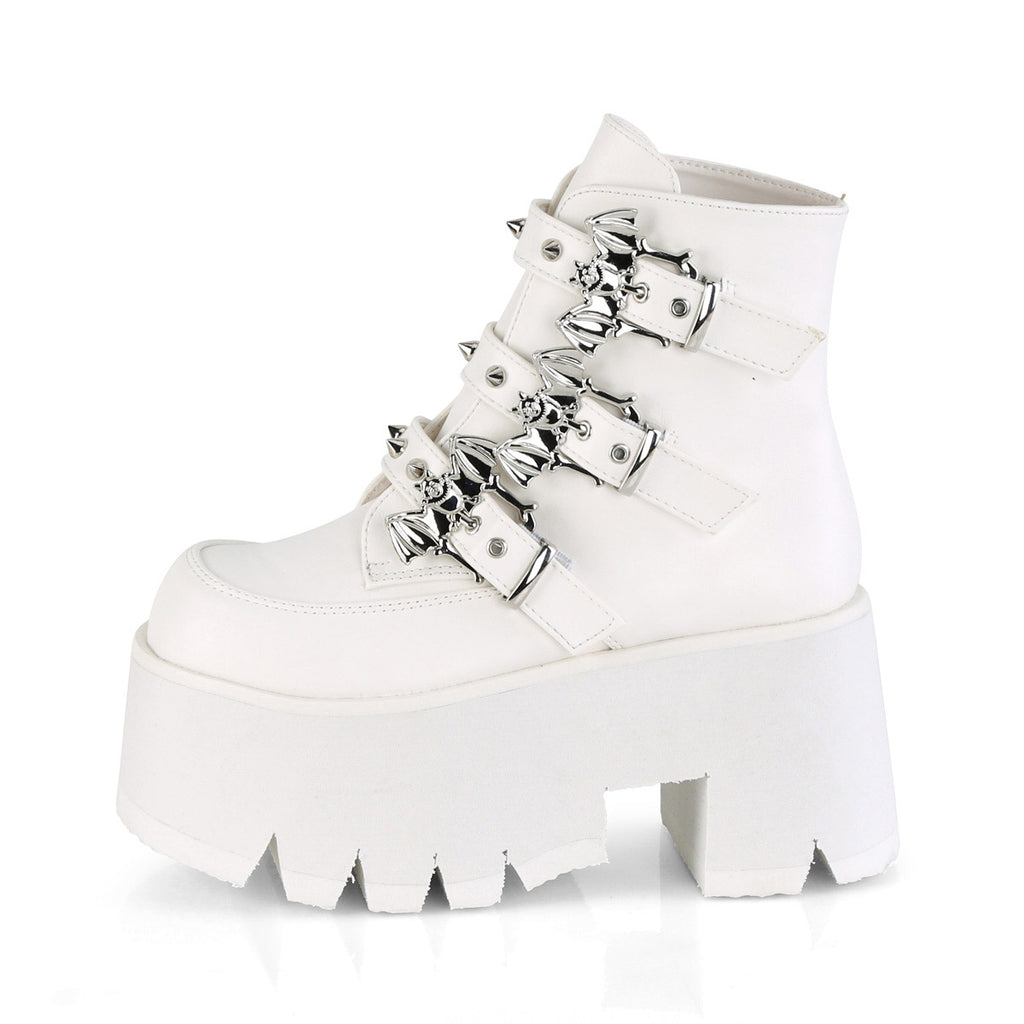 3 1/2" Chunky Heel, Cut Out Pf Ankle Boot Pleaser Demonia ASHES/55