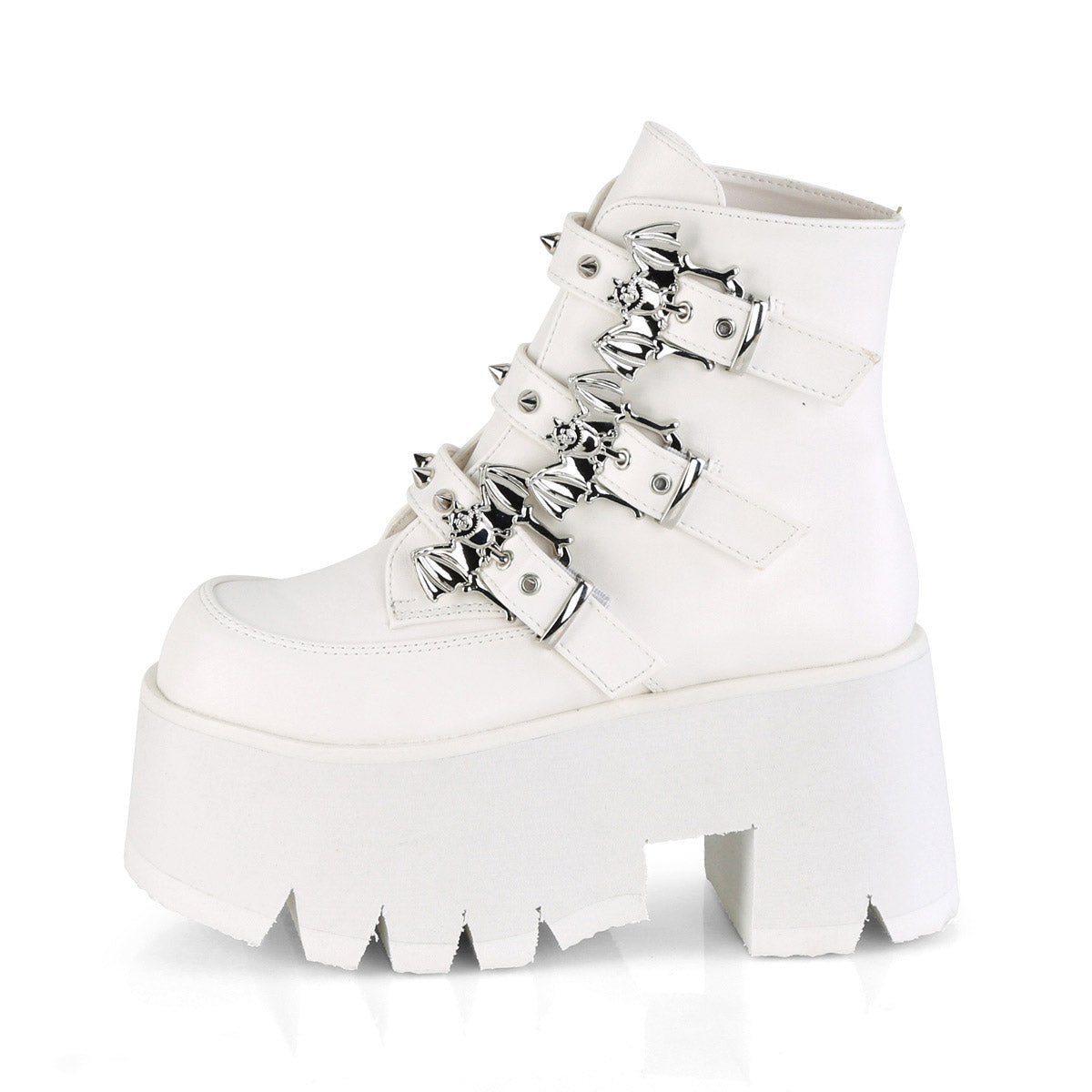 3 1/2" Chunky Heel, Cut Out Pf Ankle Boot Pleaser Demonia ASHES/55