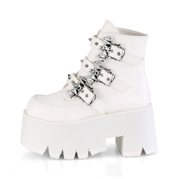 3 1/2" Chunky Heel, Cut Out Pf Ankle Boot Pleaser Demonia ASHES/55