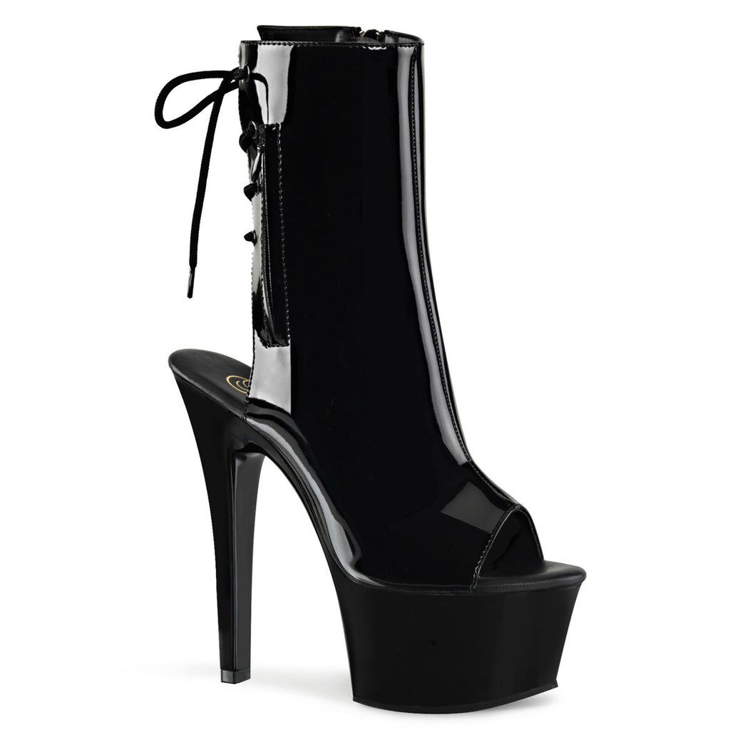 6" Heel, 2 1/4" Pf Open Toe/heel Ankle Boot, Side Zip Pleaser Pleaser ASPIRE/1018
