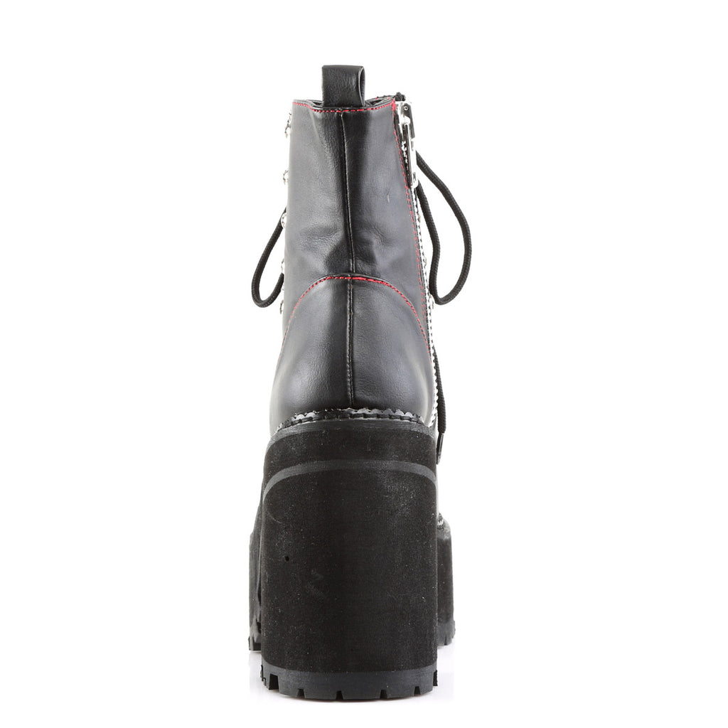 4 3/4" Heel, 2 1/4" Pf D-ring Lace-up  Ankle Boot, Side Zip Pleaser Demonia ASSAULT/100