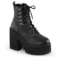 4 3/4" Heel, 2 1/4" Pf D-ring Lace-up  Ankle Boot, Side Zip Pleaser Demonia ASSAULT/100