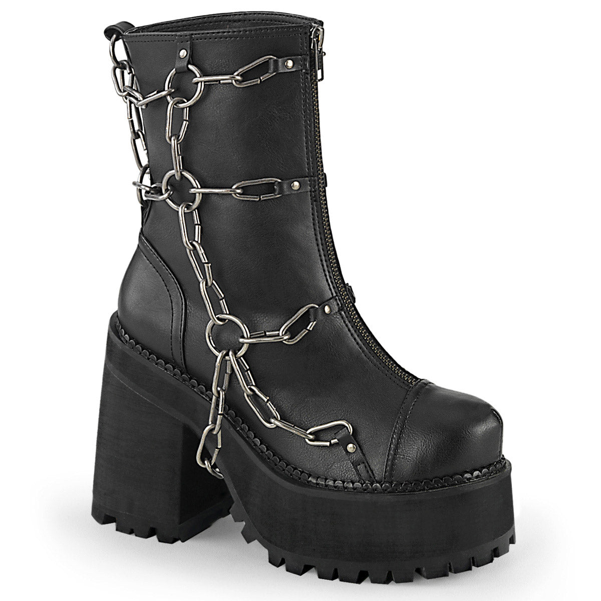 4" Heel, 2" PF Ankle Boot, Front Zip Pleaser Demonia ASSAULT/66