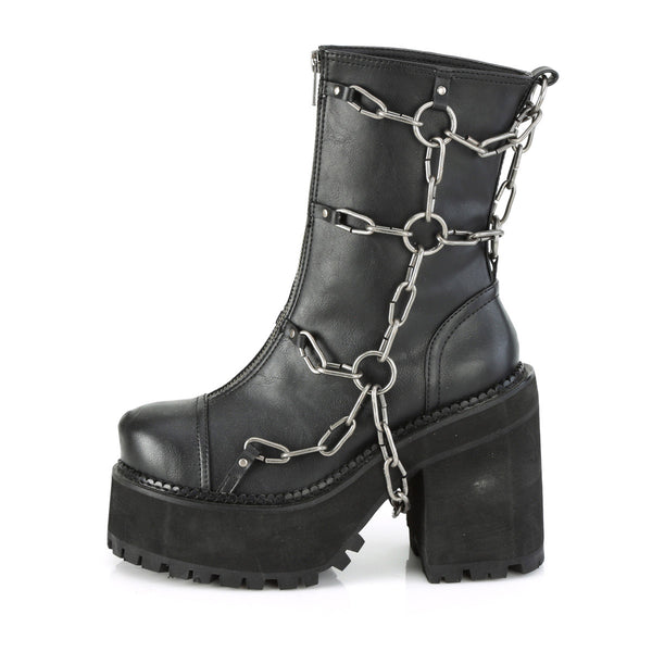 4" Heel, 2" PF Ankle Boot, Front Zip Pleaser Demonia ASSAULT/66
